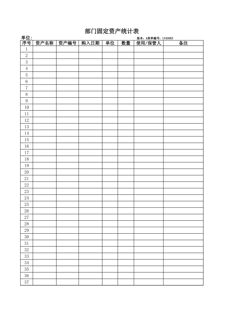 LY43003---部门固定资产统计表.xls_第1页