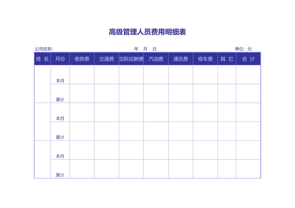 宏酷财税-参考工具：高级人员费用明细表.xls_第1页