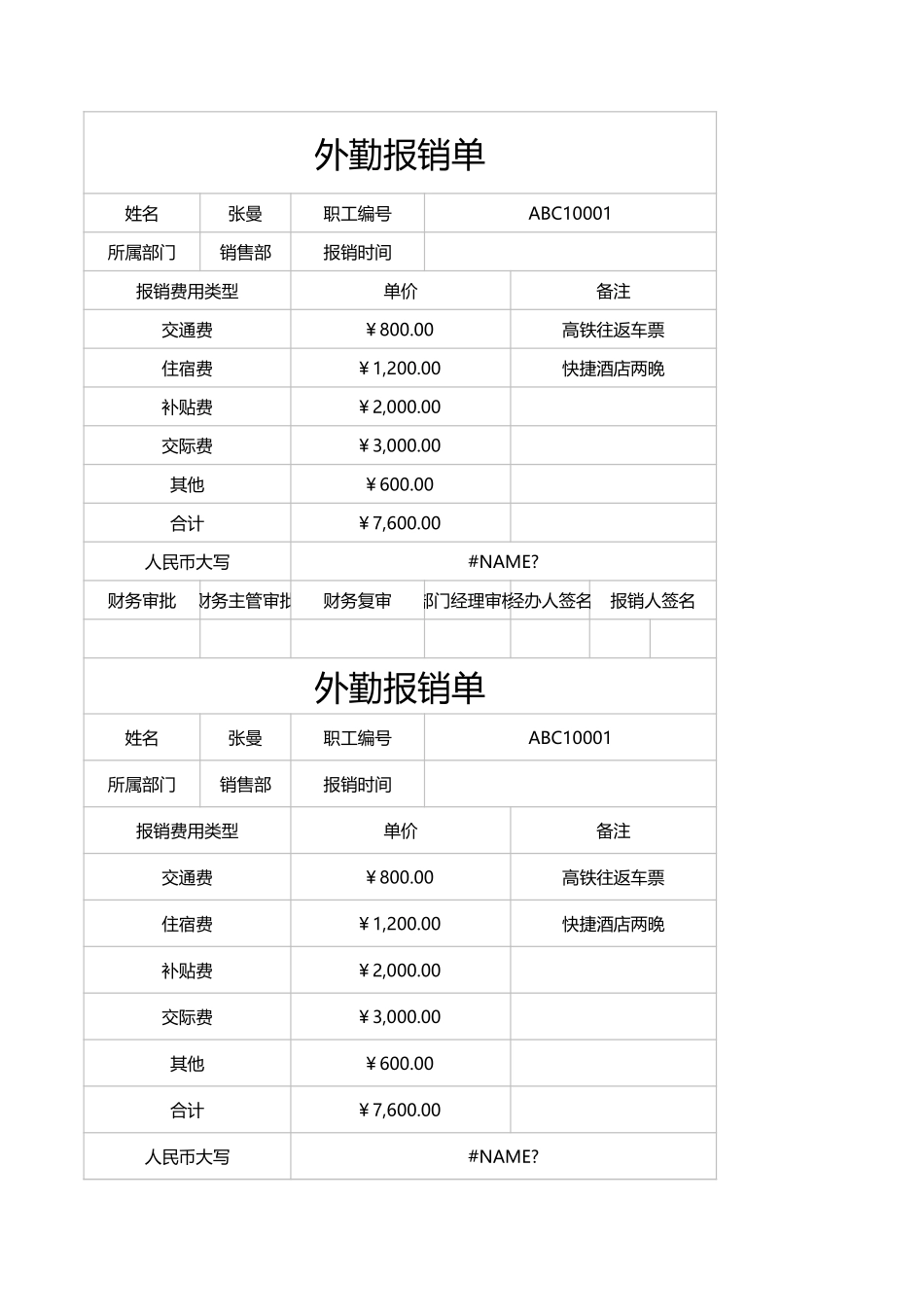宏酷财税-参考工具：外勤报销单.xls_第1页