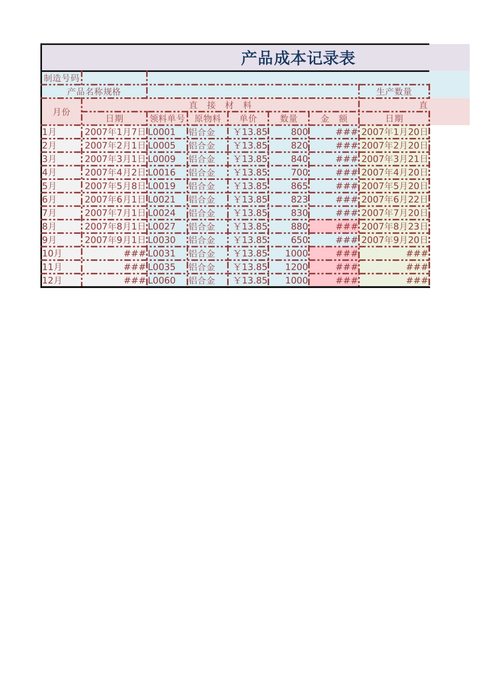 产品成本记录表 (2).xlsx_第1页