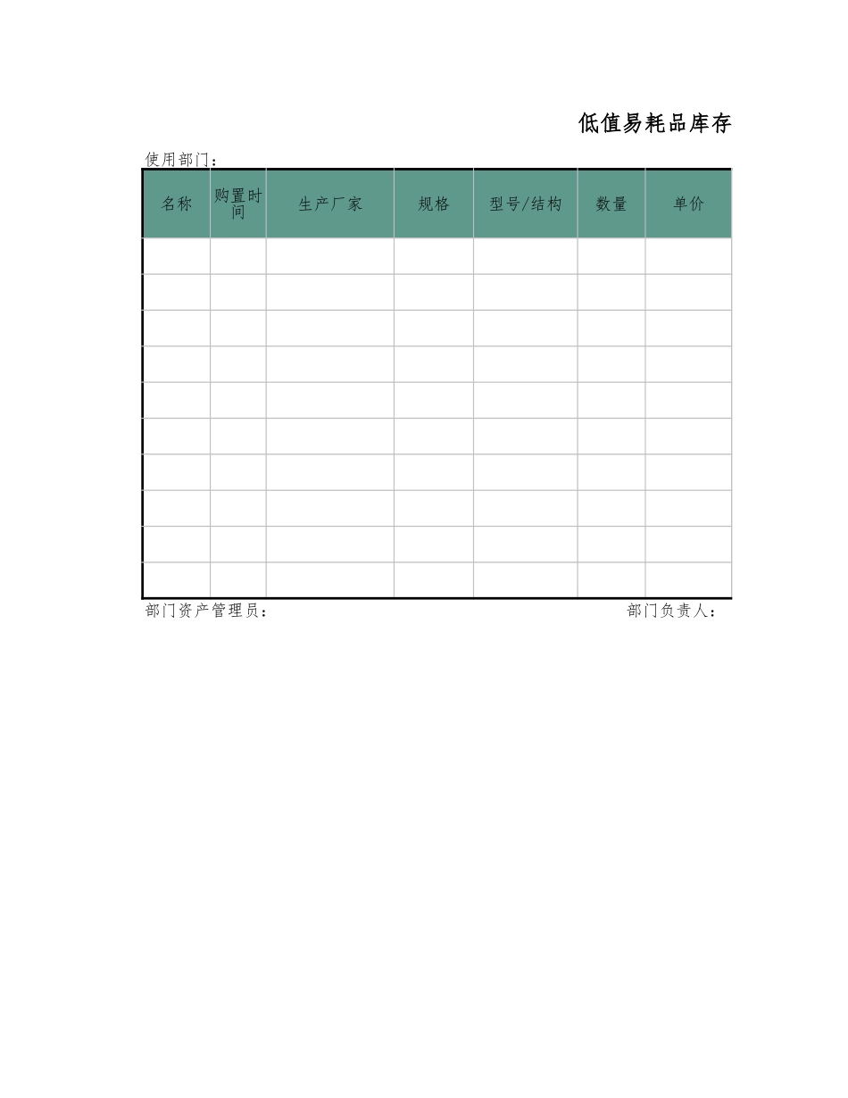 低值易耗品库存台帐-自动版 (2).xlsx_第1页