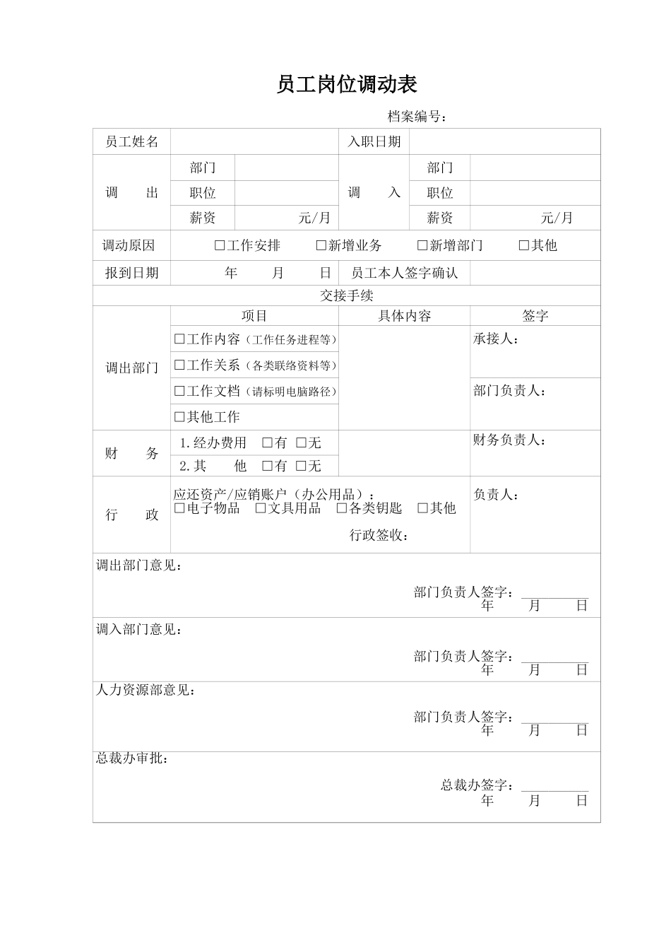 公司内部员工岗位调动表. (2).xls_第1页