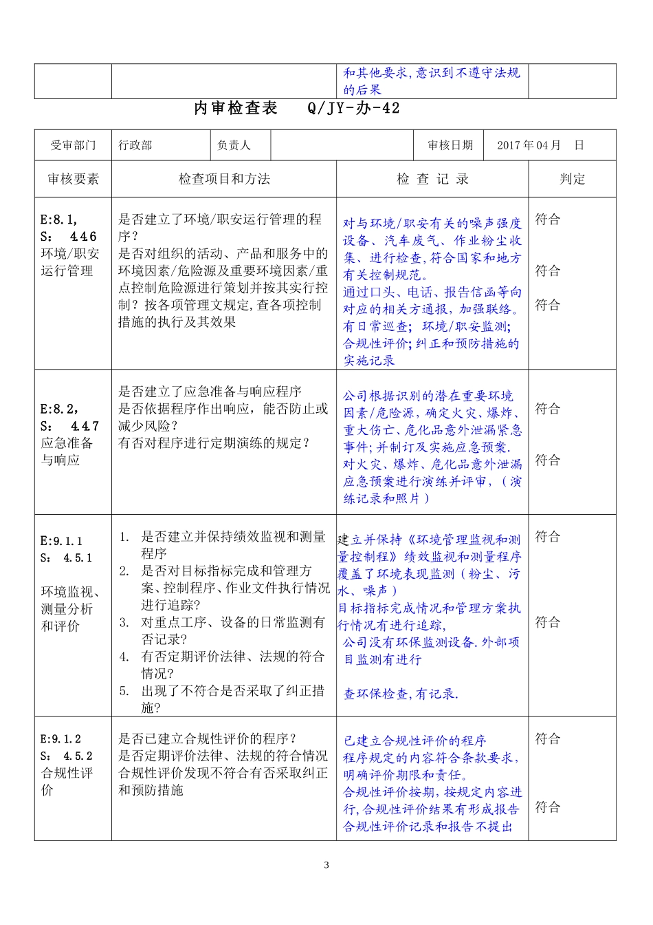 03行政部内审检查表2017.doc_第3页