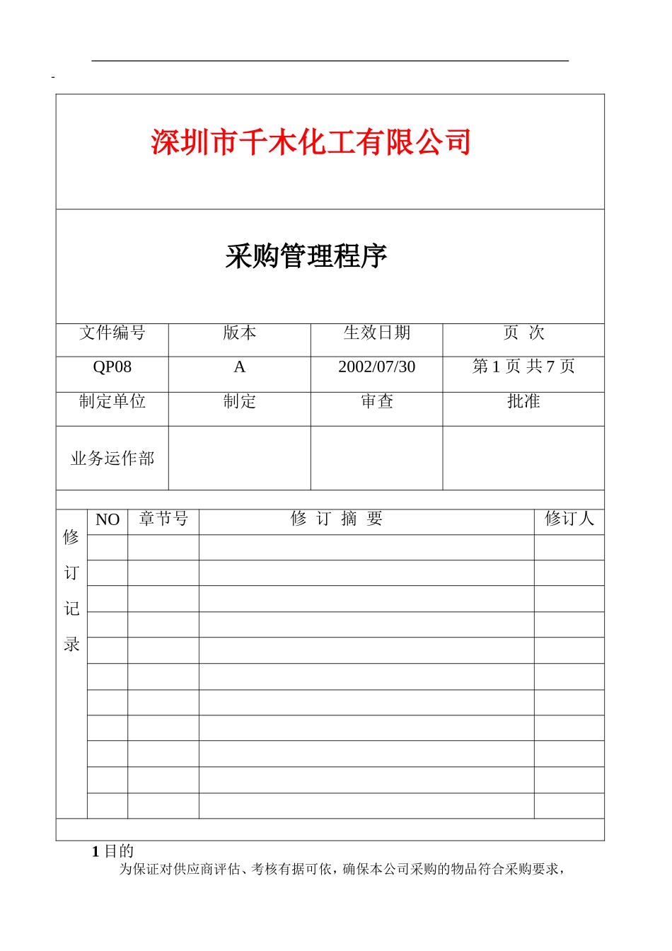 QP08采购管理程序.doc_第1页