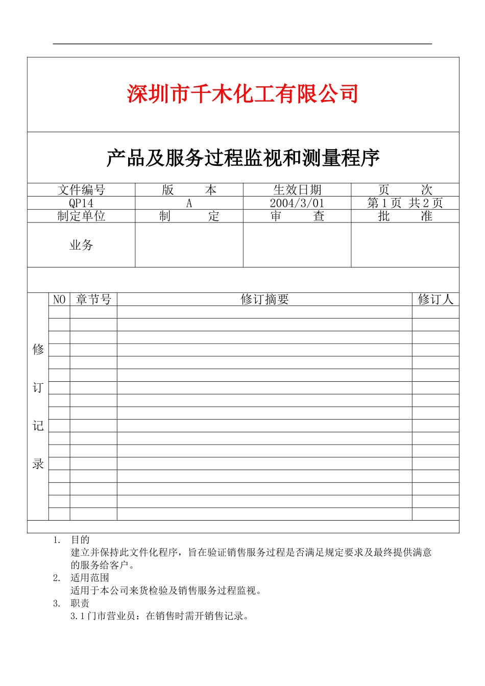 QP14产品及服务过程监视和测量程序.doc_第1页
