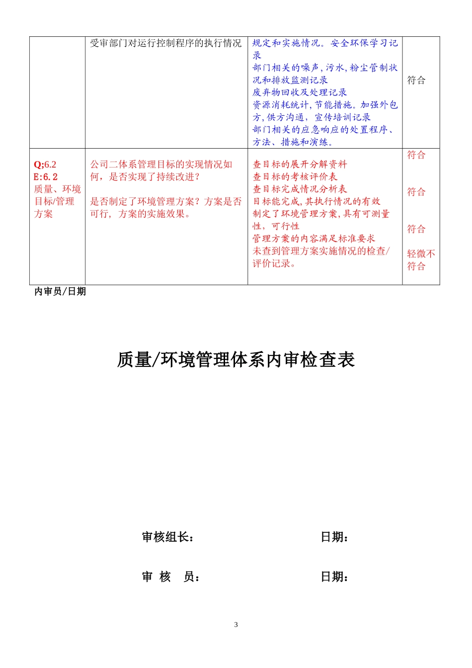 01各部门通用条款内审检查表2016 (2).doc_第3页