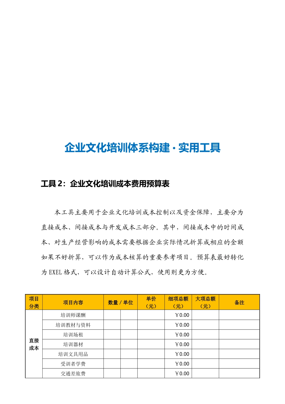 12-【保障体系构建】-企业文化培训成本费用预算表.docx_第3页