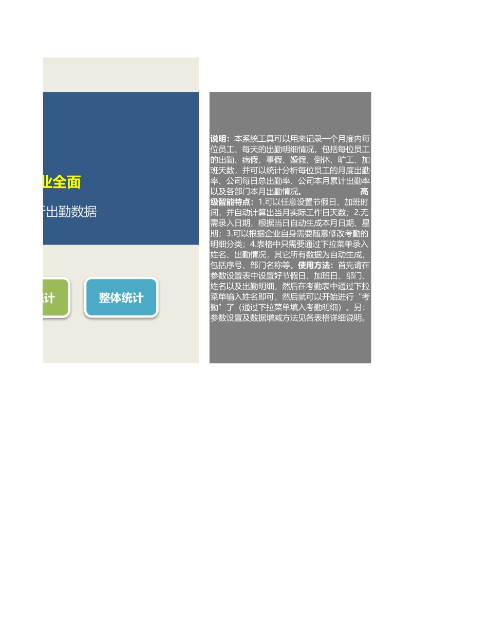 【薪酬福利管理工具】员工考勤系统（任设参数记录智能统计全面）.xlsx_第2页