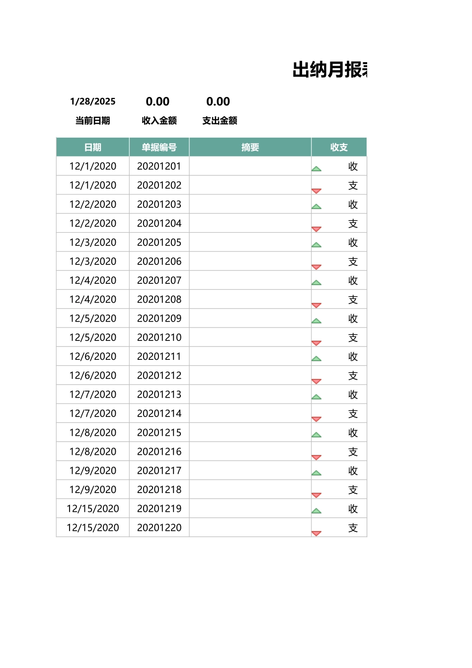 03-【管理系统】-07-出纳收支月报表 (2).xlsx_第1页