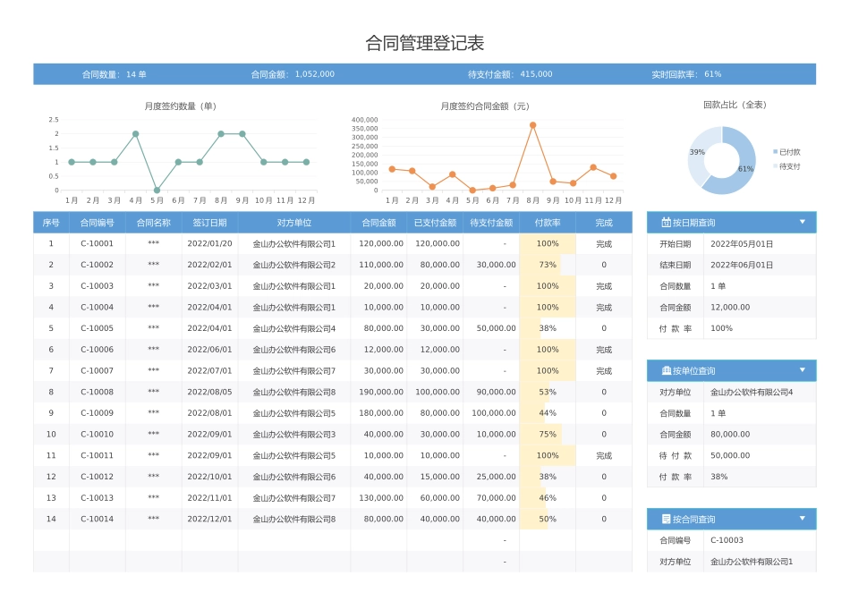 52-合同管理登记表（内置查询） (2).xlsx_第1页