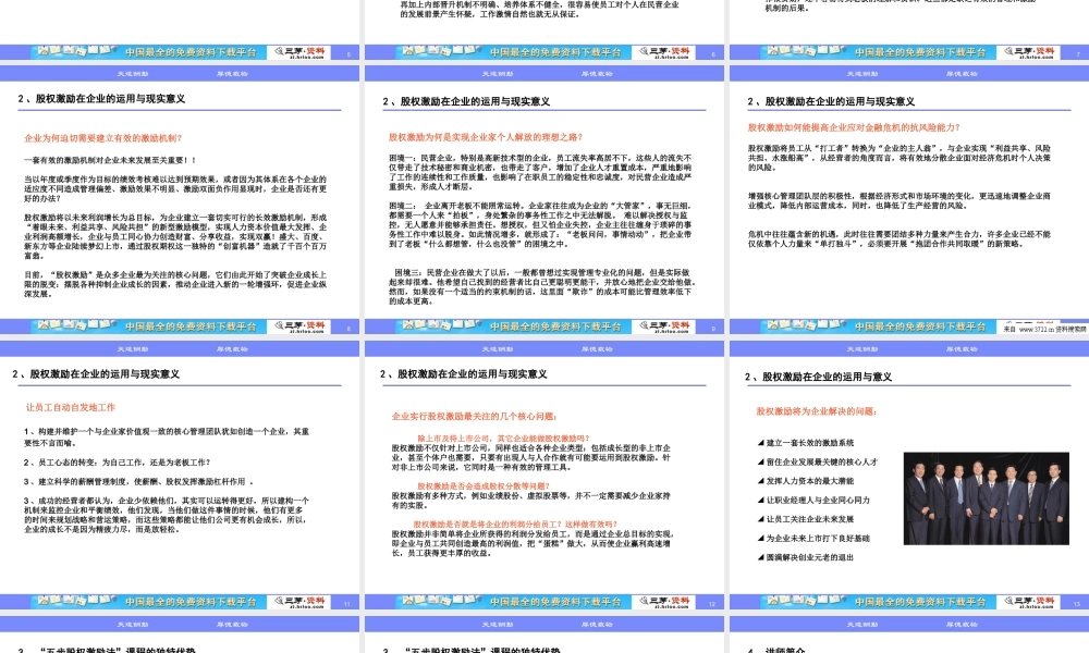 高管核心人才股权激励实务五步股权激励法课程介绍 (2).ppt