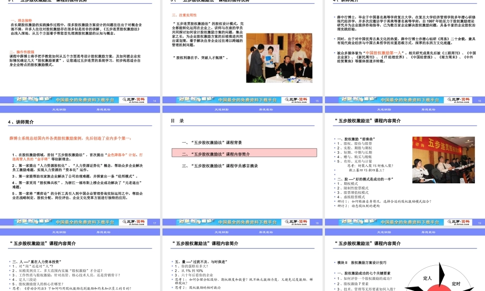 高管核心人才股权激励实务五步股权激励法课程介绍 (2).ppt