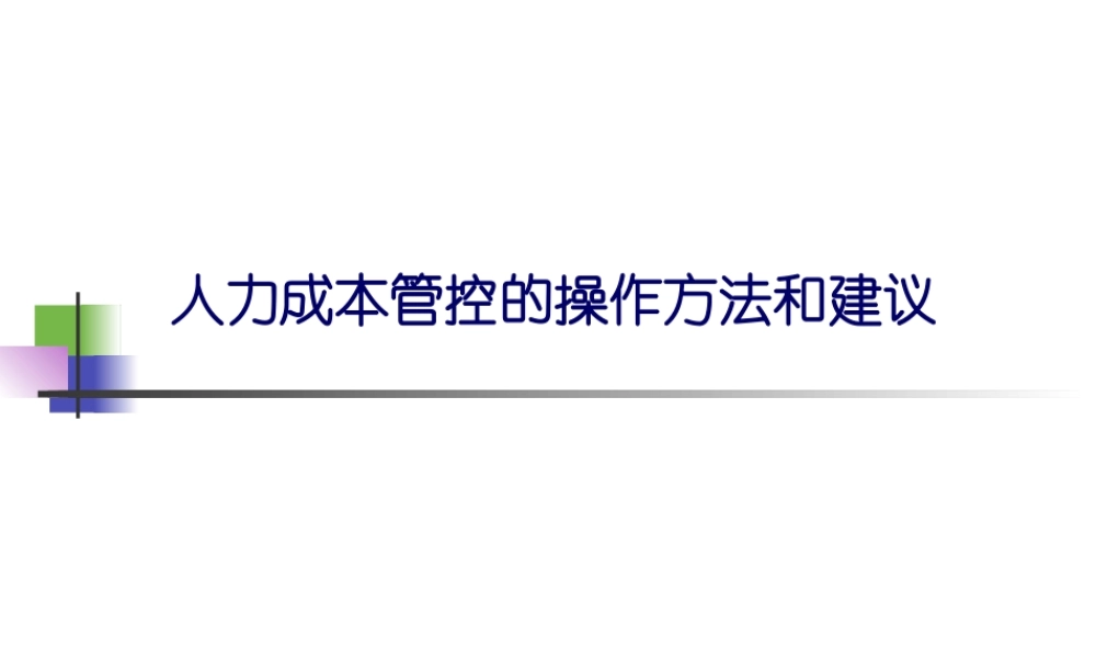 【费用预算】人力成本管控的操作方法和建议 (2).ppt