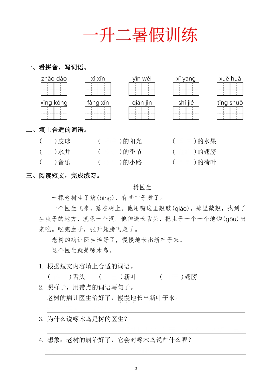 一升二暑假训练(1).pdf_第3页