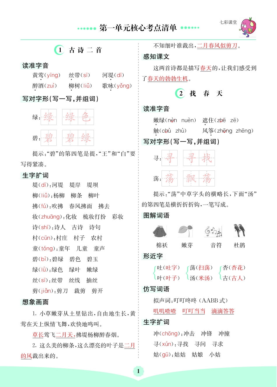 二年级下册语文核心考点.pdf_第1页