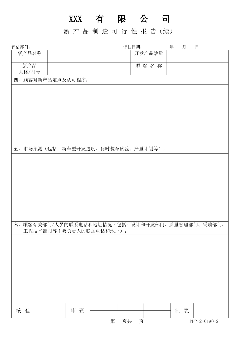 新 产 品 制 造 可 行 性 报 告含设计—表单.doc_第2页