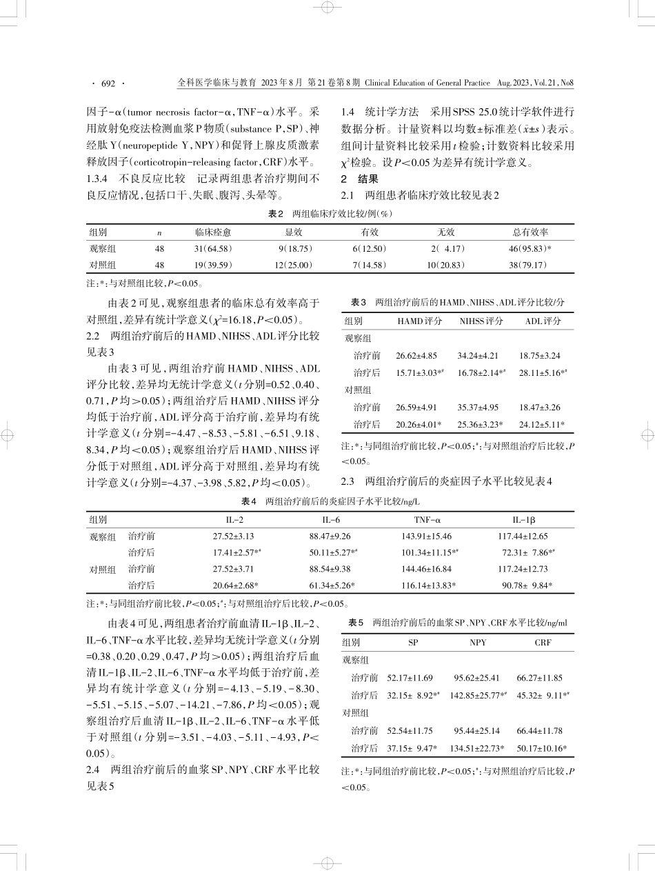 心神宁片联合帕罗西汀肠溶片治疗脑卒中后重性抑郁障碍患者疗效及机制研究.pdf_第3页