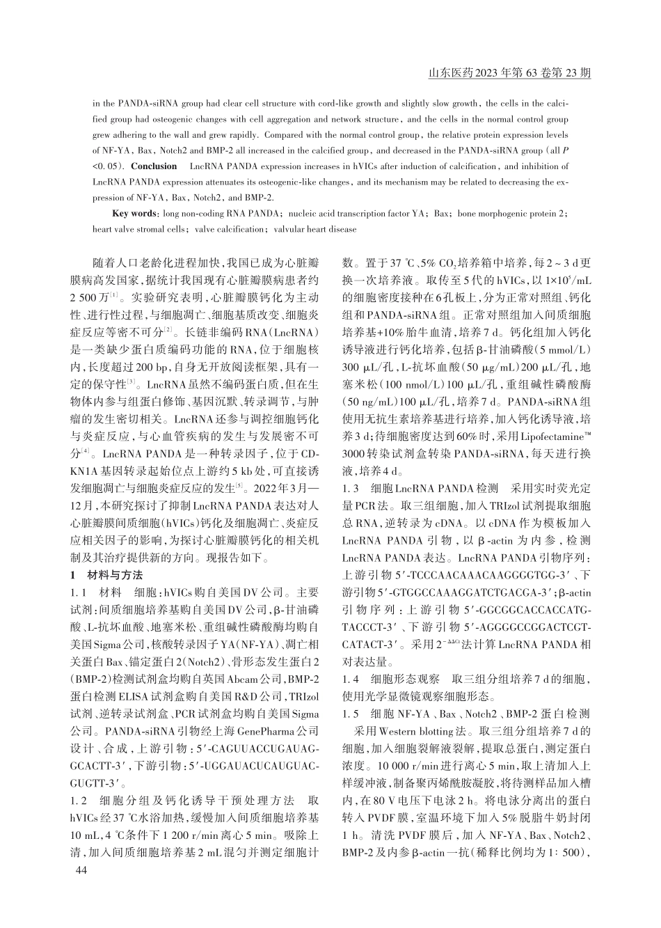 抑制LncRNA PANDA表达对人心脏瓣膜间质细胞钙化的改善作用及其机制.pdf_第2页