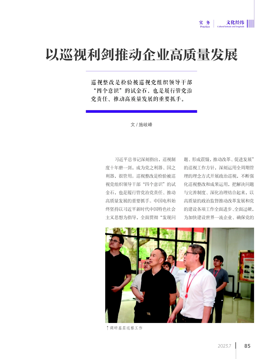 以巡视利剑推动企业高质量发展.pdf_第1页