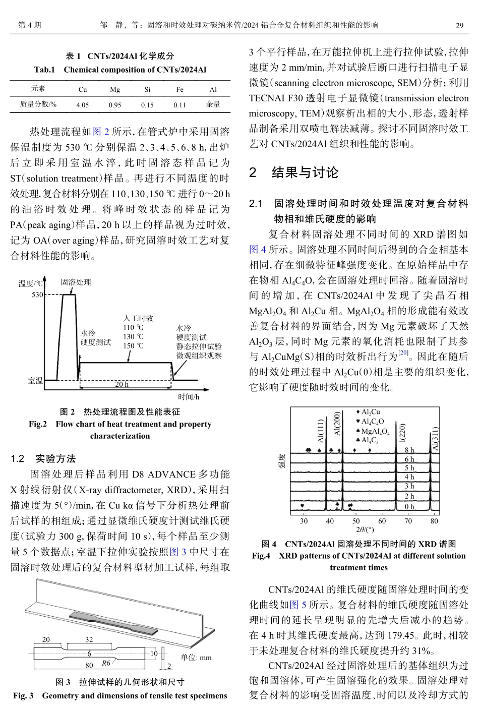固溶和时效处理对碳纳米管_2024铝合金复合材料组织和性能的影响.pdf_第3页