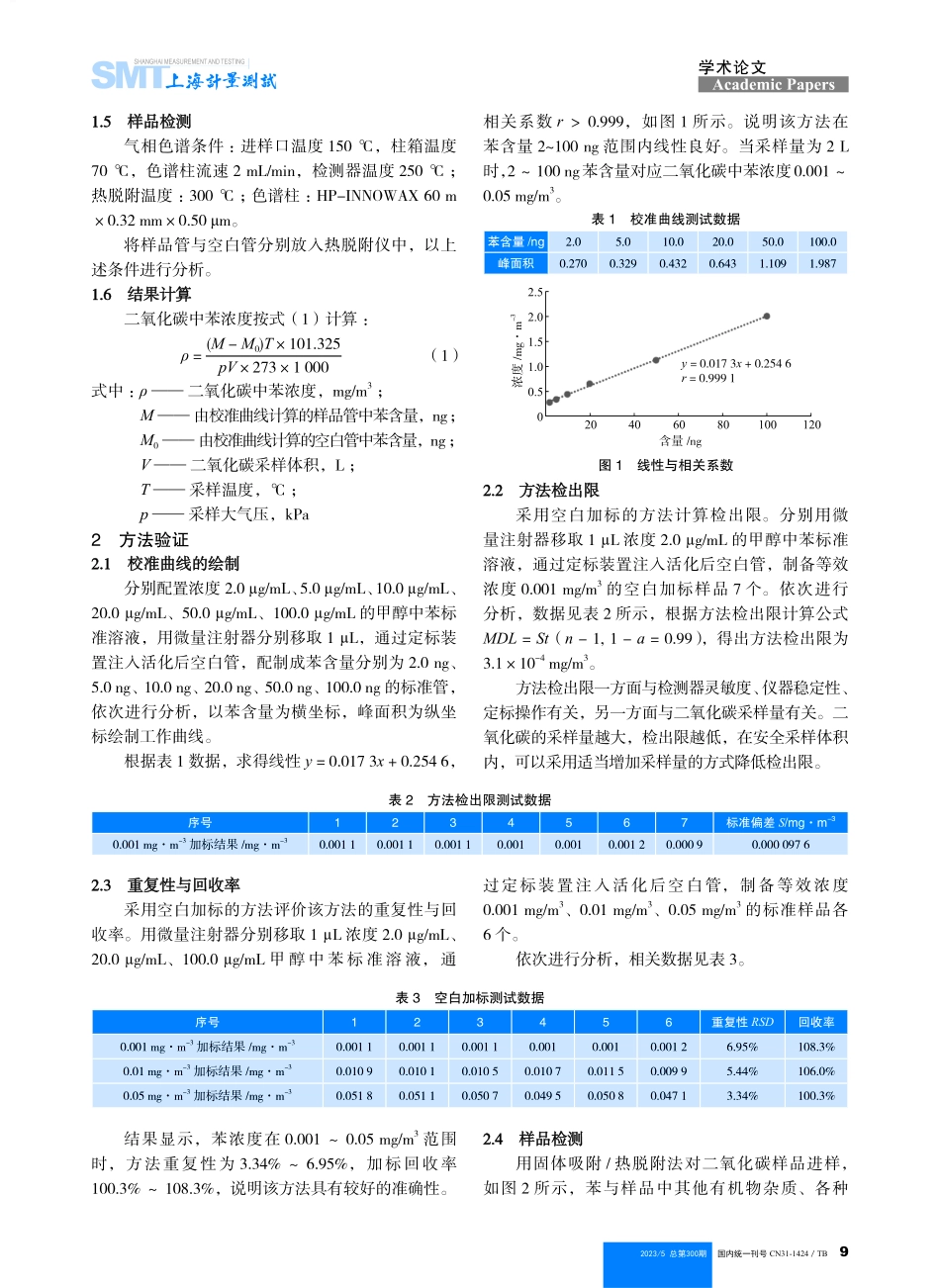 固体吸附_热脱附-气相色谱法测定食品添加剂二氧化碳中痕量苯.pdf_第2页