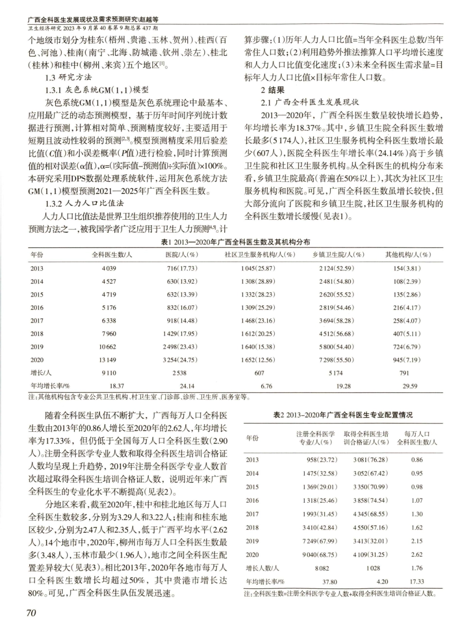 广西全科医生发展现状及需求预测研究——基于GM%281%2C1%29模型和人力人口比值法.pdf_第2页