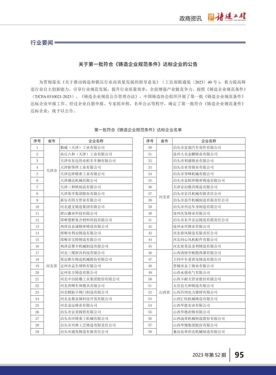 关于第一批符合《铸造企业规范条件》达标企业的公告.pdf_第1页