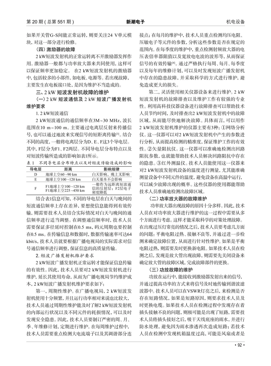 广播电视局2kW短波发射机的故障与维护分析.pdf_第2页