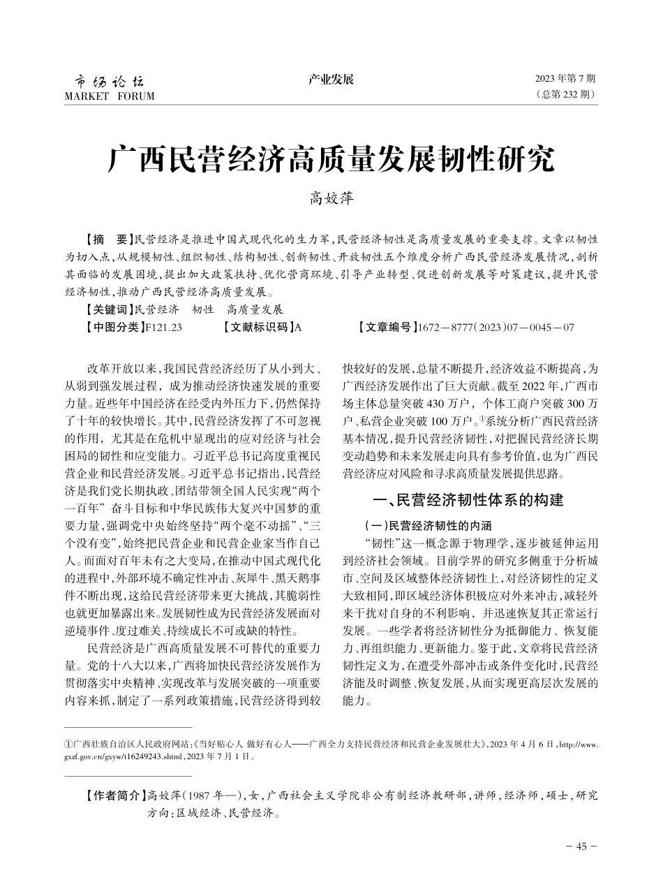 广西民营经济高质量发展韧性研究.pdf_第1页