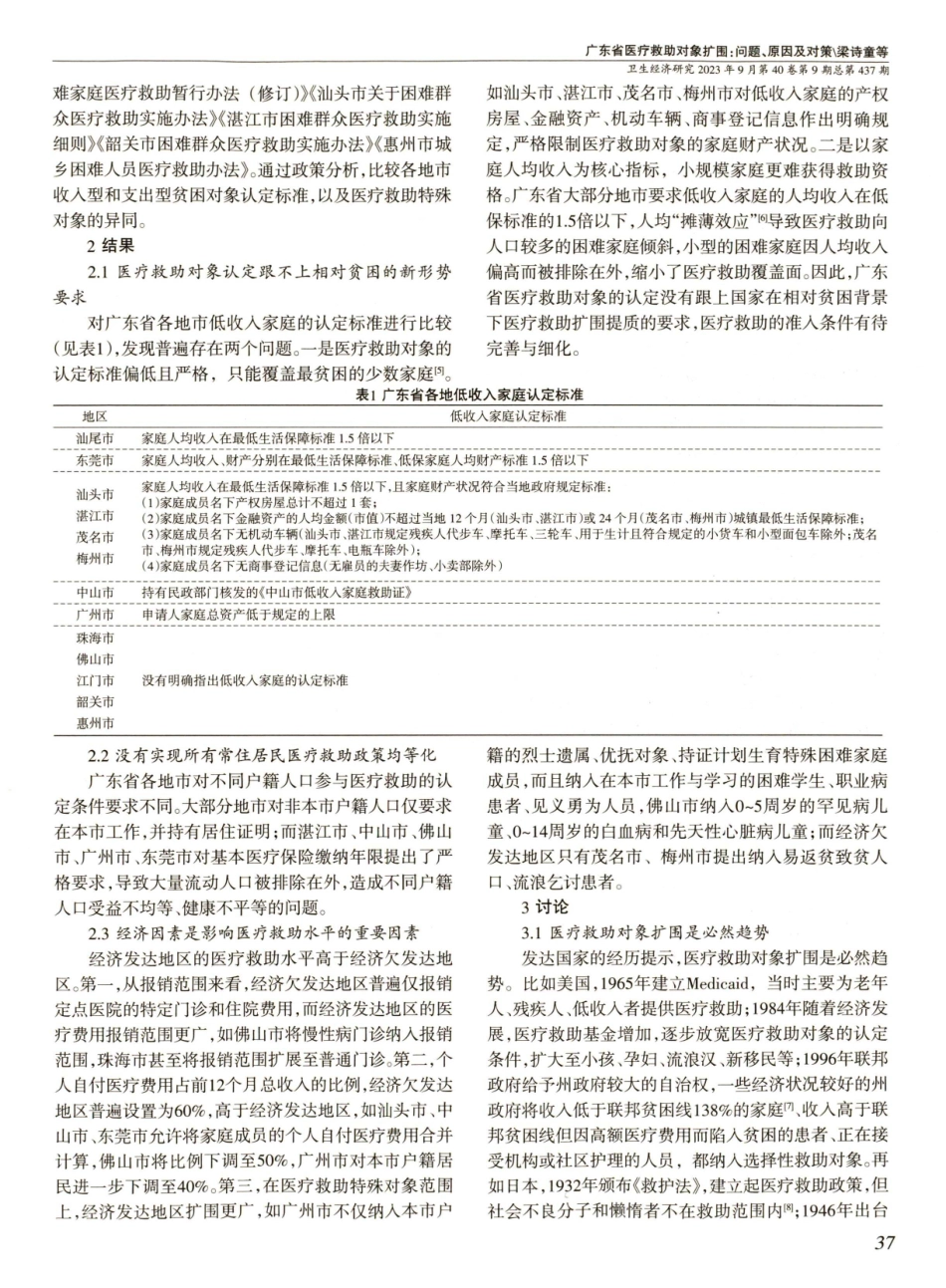 广东省医疗救助对象扩围：问题、原因及对策——基于相对贫困视角.pdf_第2页