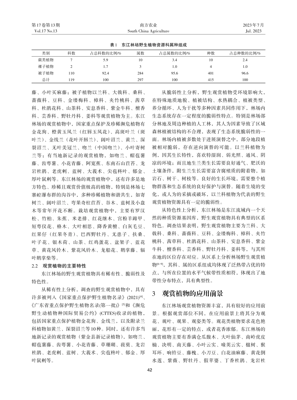 广东省东江林场观赏植物资源调查及应用前景分析.pdf_第2页