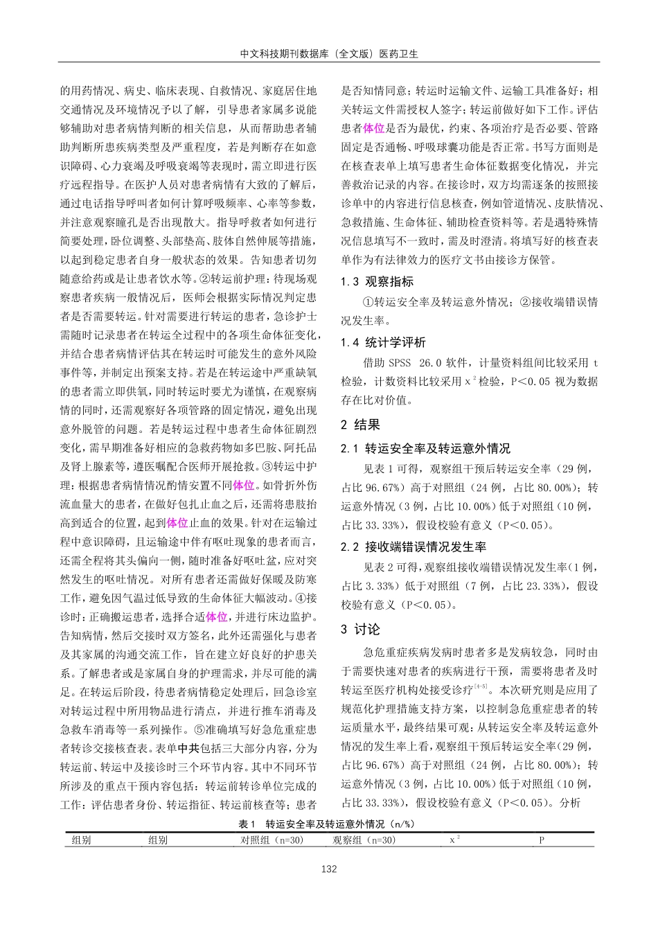 规范化护理对急危重症患者转运安全率的影响分析.pdf_第2页