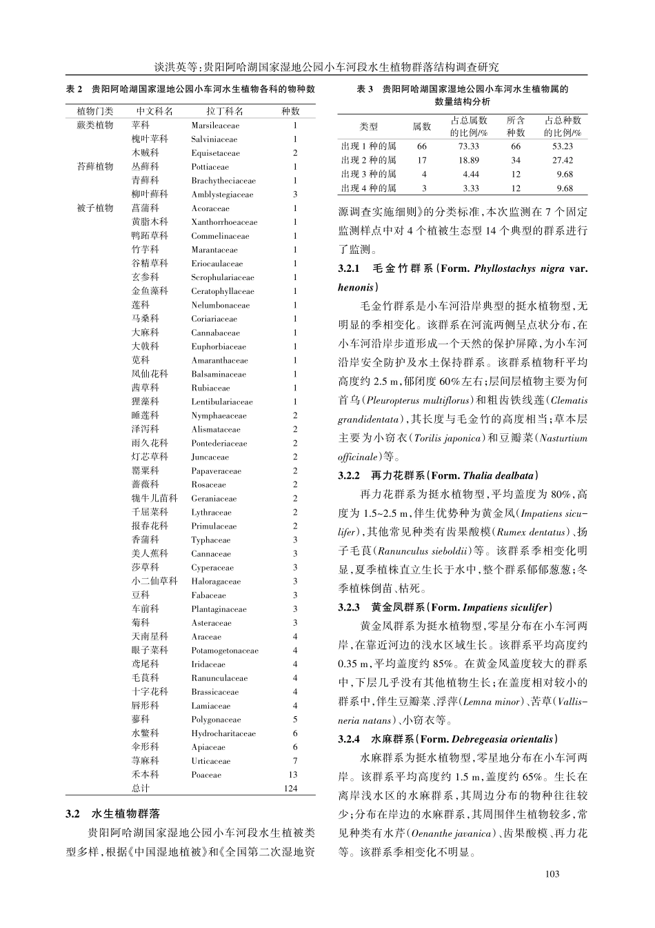 贵阳阿哈湖国家湿地公园小车河段水生植物群落结构调查研究.pdf_第3页