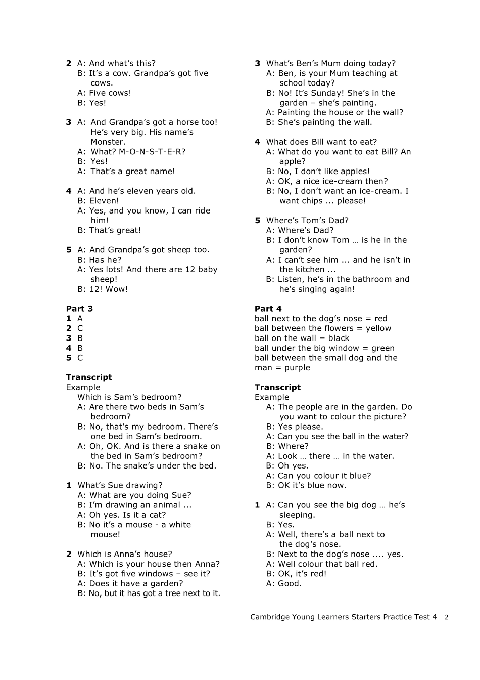 CYL_Starters_Test_4_teachers_notes.pdf_第2页
