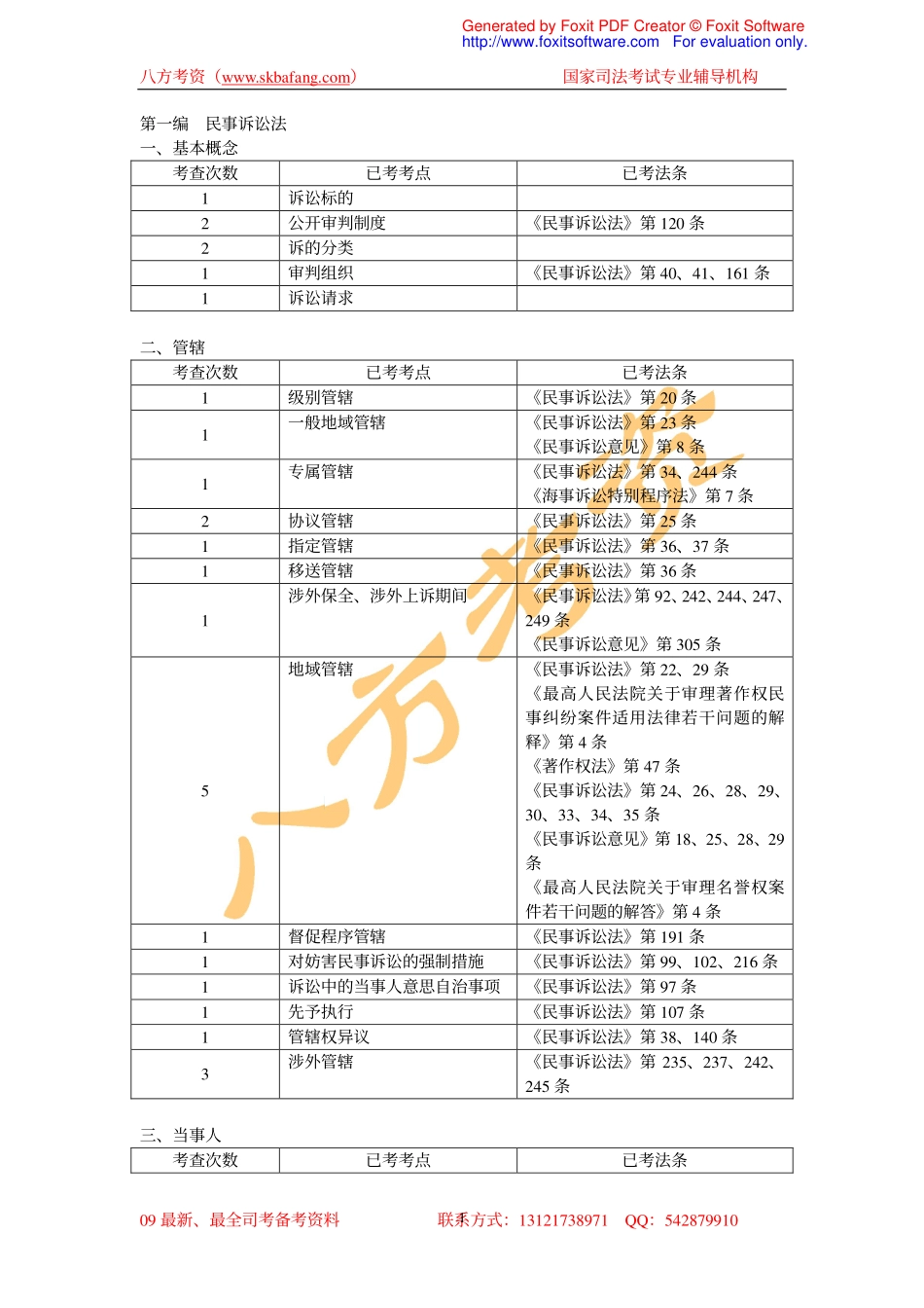 历年真题“民诉与仲裁制度”考点统计表.pdf_第1页