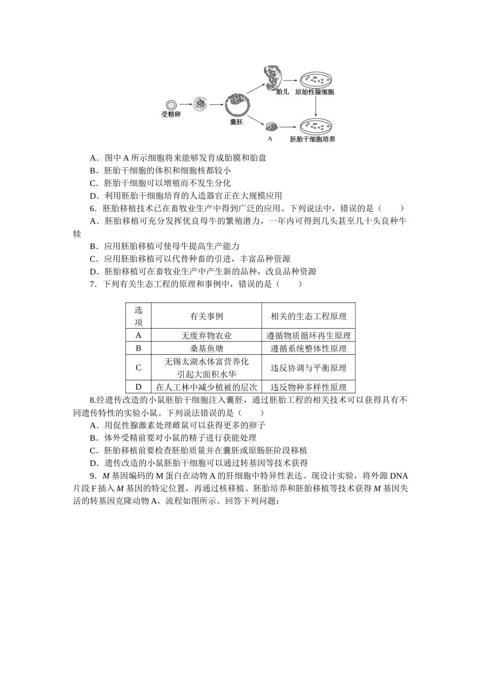 专练87　胚胎工程、生物技术的安全性和伦理问题、生态工程.docx_第2页