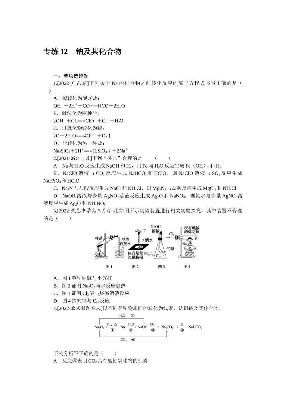 专练12钠及其化合物.docx_第1页