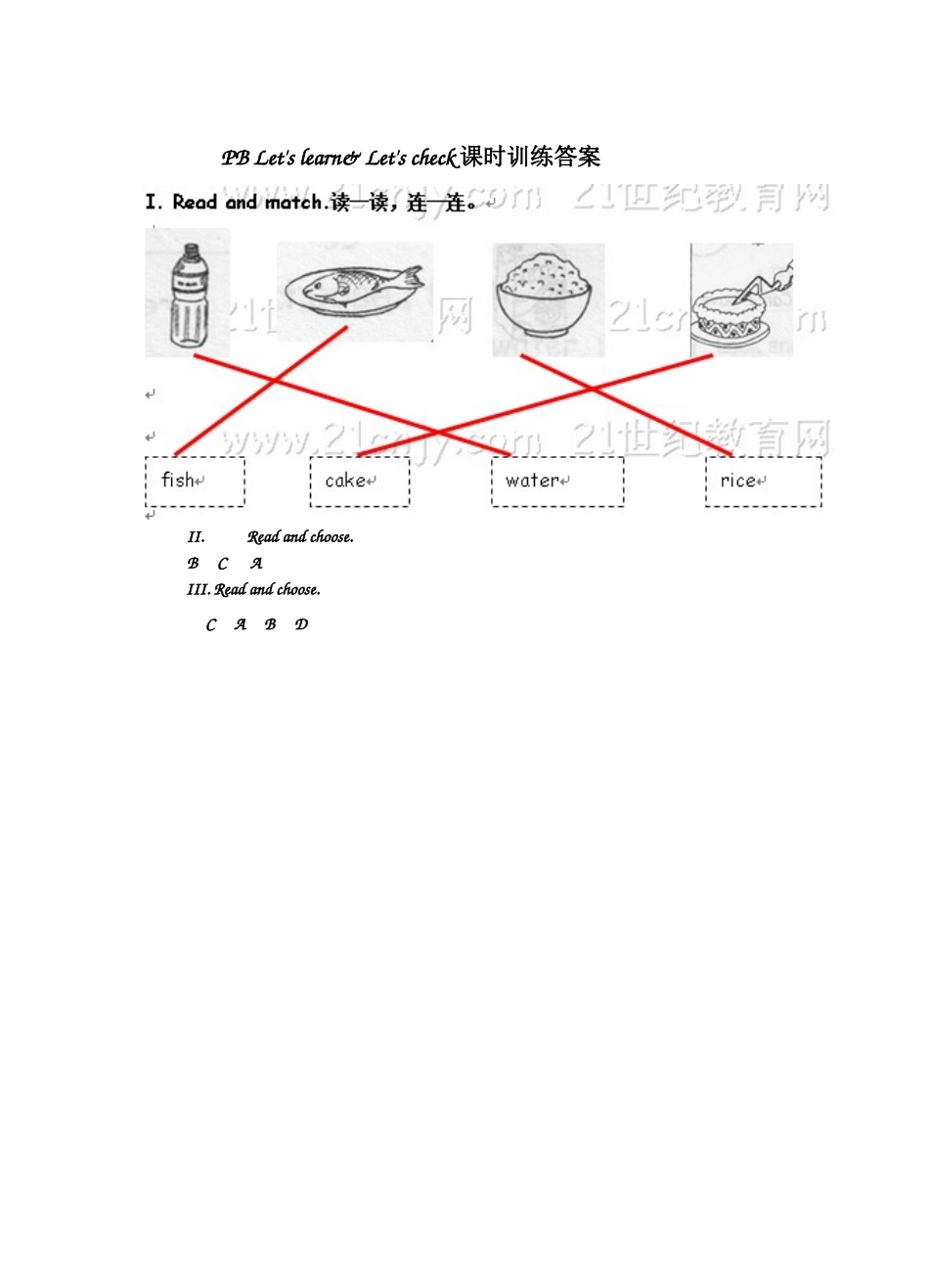 Unit 5 Let's eat PB Let's learn& Let's check 课时训练及答案.doc_第2页