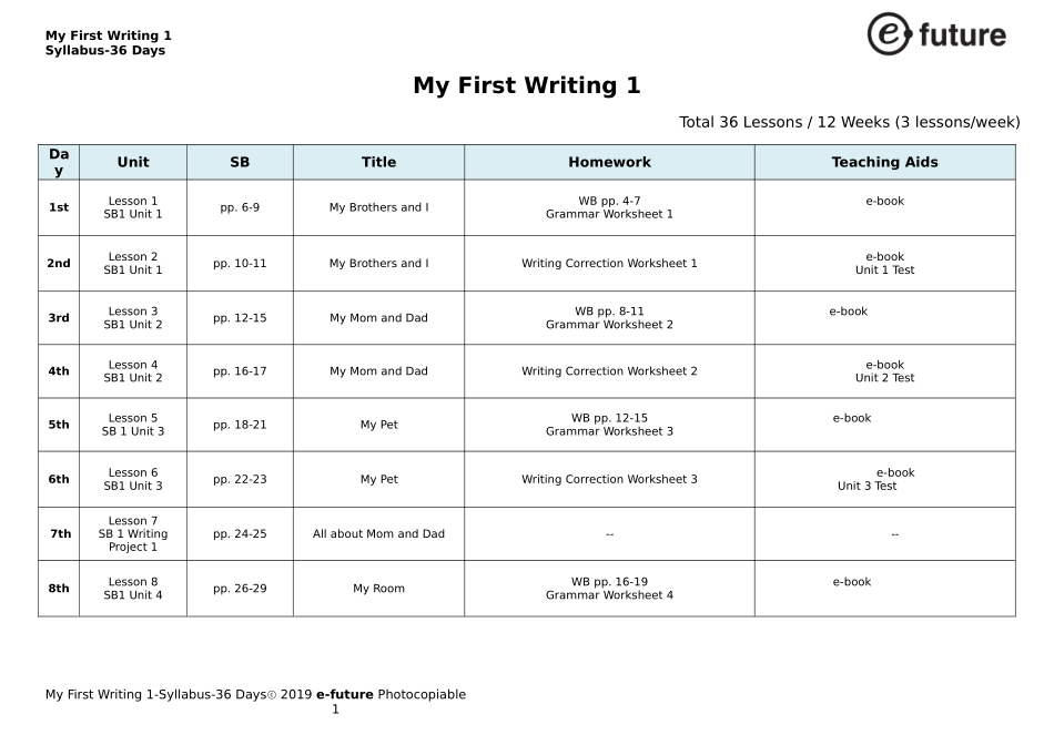 My First Writing 1-Syllabus (36 days).docx_第1页