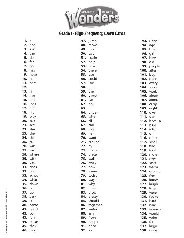 G1级High-Frequency Word Cards单词卡.pdf_第1页