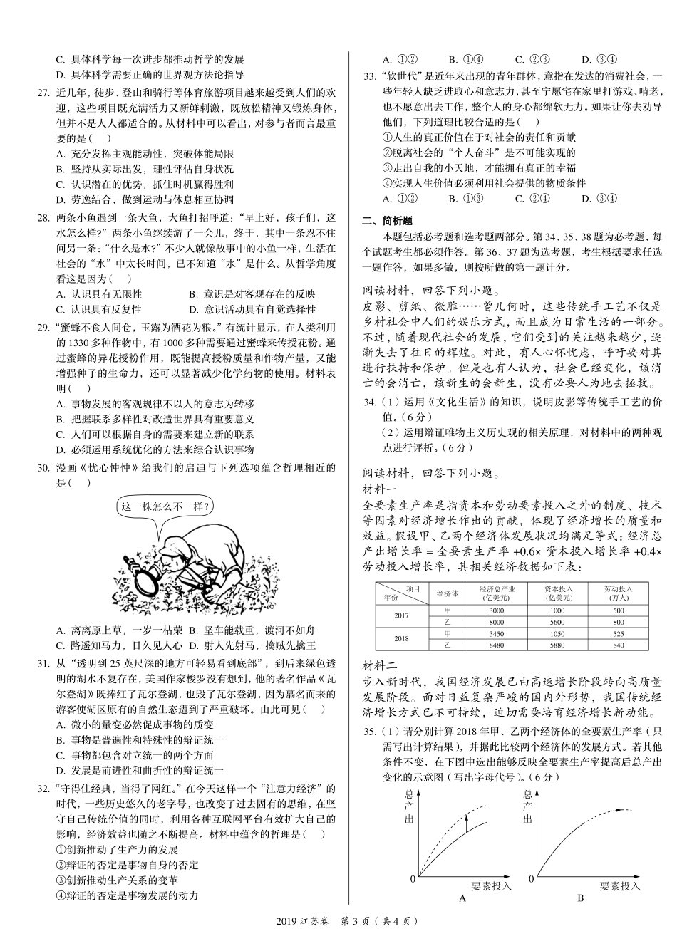 2 0 1 9 年 普 通 高 等 学 校 招 生 全 国 统 一 考 试 （ 江 苏 卷 ） ： 政 治 .pdf_第3页