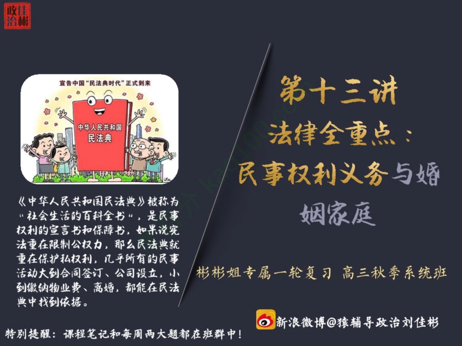 [课件]【一轮复习（下）】法律重点：民事权利义务与婚姻家庭.pdf_第1页