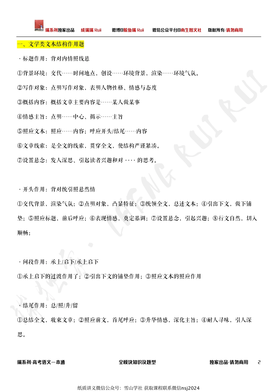 【端系列·高考语文 一本通】文学类文本模块知识及题型.pdf_第2页