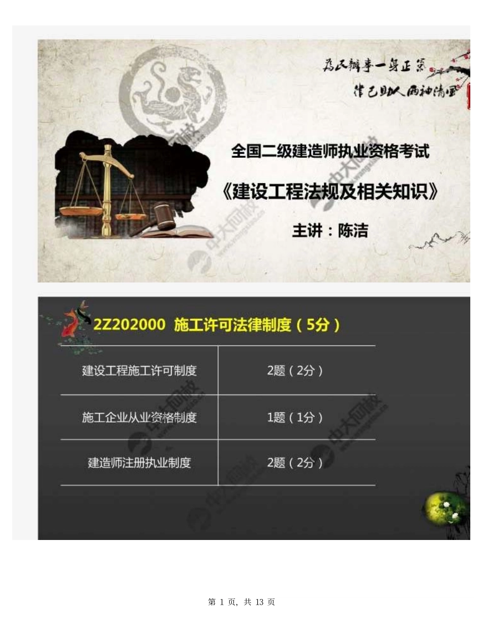 13.2Z202000施工许可法律制度2Z202010建设工程施工许可制度.pdf_第1页