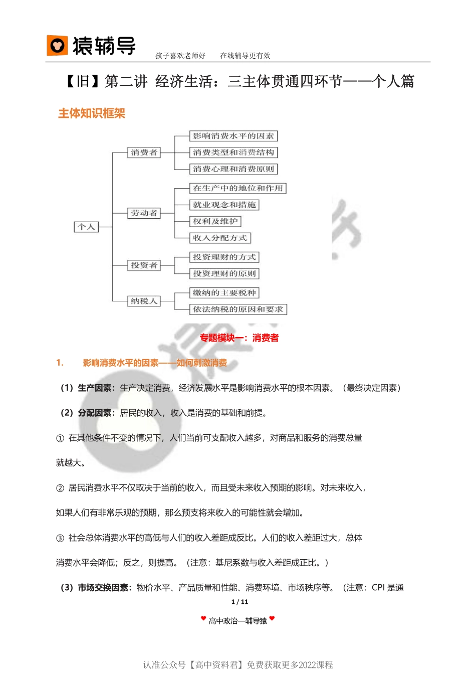 旧 教 材 第 2 讲 【 二 轮 复 习 （ 上 ） 】 经 济 生 活 ： 三 主 体 贯 穿 四 环 节 — — 个 人 篇 ( 1 ) ( 1 ) .pdf_第1页