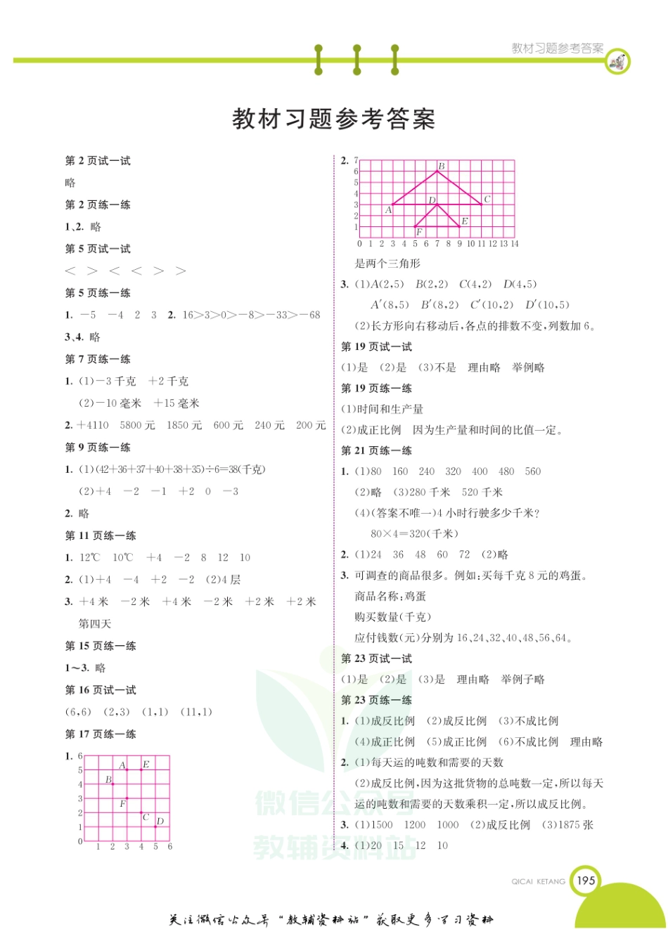 六年级下册数学冀教版教材习题答案.pdf_第1页
