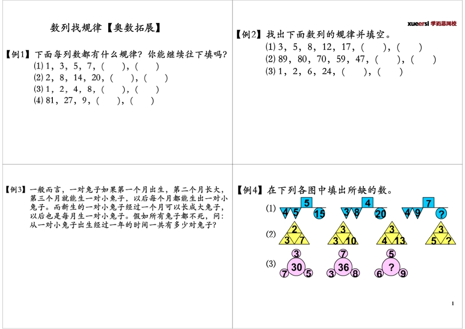 数列找规律 最新课程：（微信Cocoon567）.pdf_第1页