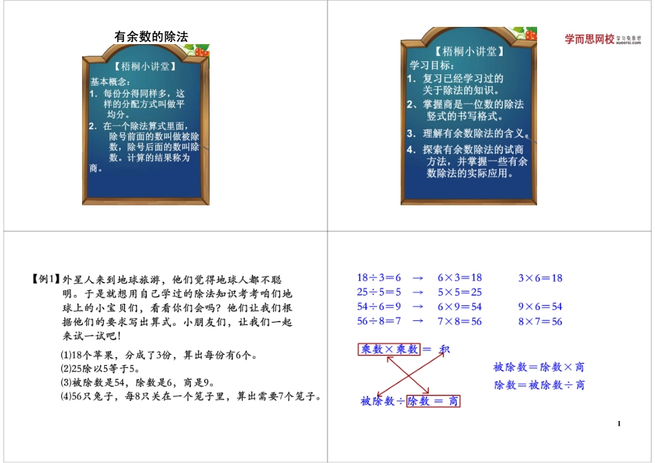有余数的除法 最新课程加（微信Cocoon567）.pdf_第1页