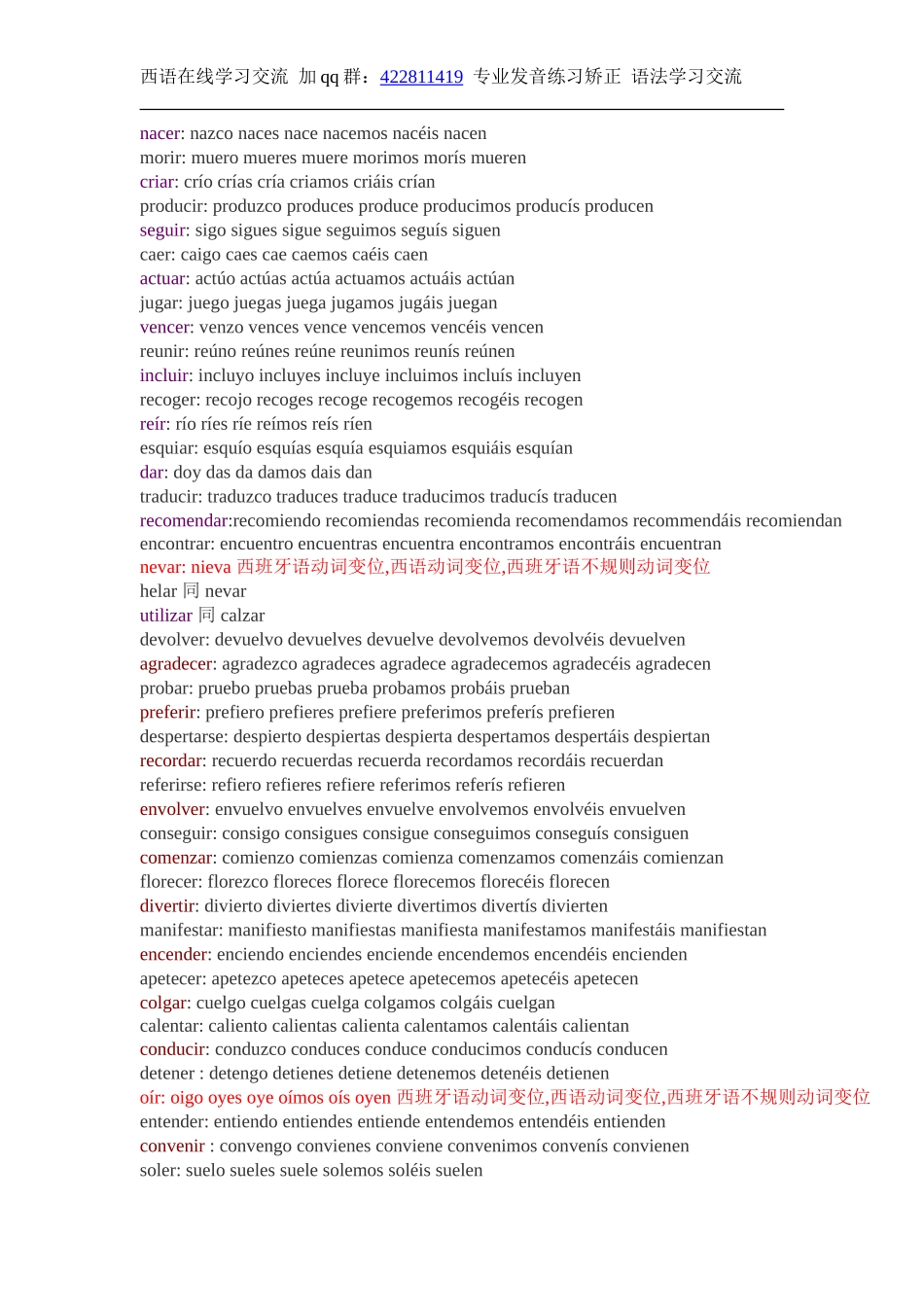 词汇-西班牙语陈述式现在时动词变位大全.doc_第2页