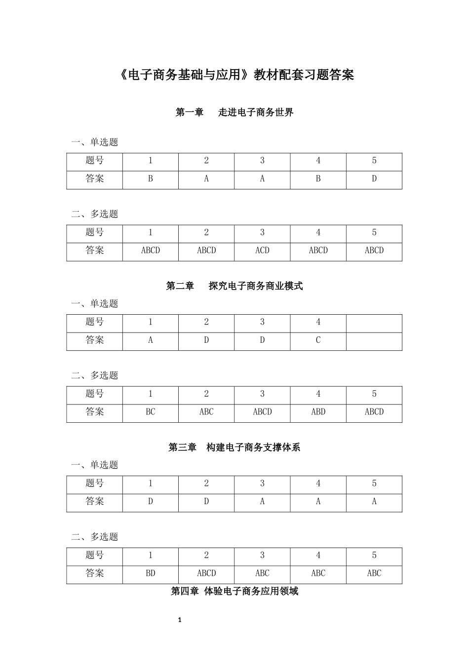 《电子商务基础与应用》教材配套习题答案(1).docx_第1页